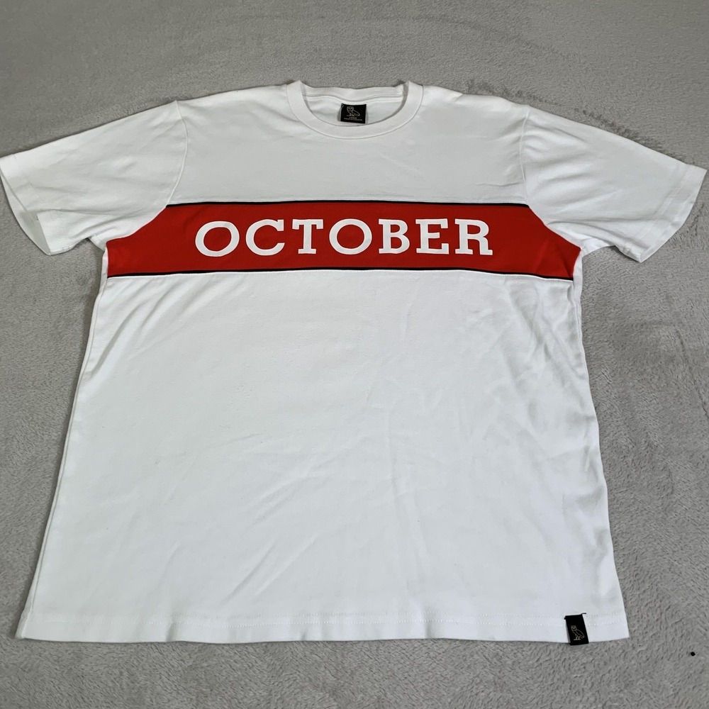 Octobers Very Own‎ Shirt Mens Large White October Block OVO Logo Canada Drake